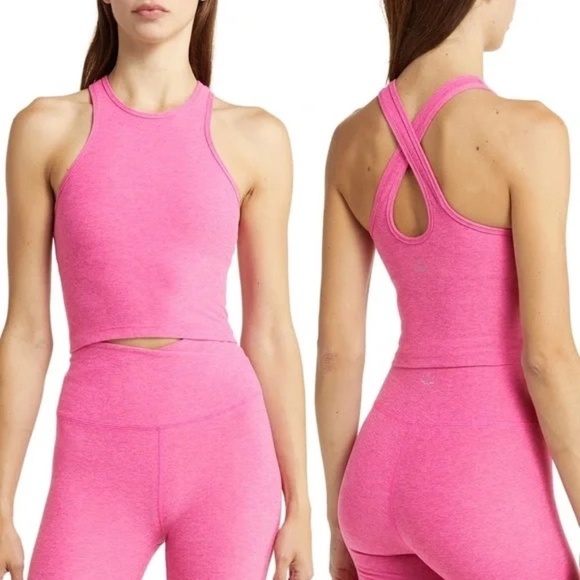 Beyond Yoga PowerBeyond Strive Cropped Tank in Pink Energy Medium - Picture 1 of 6